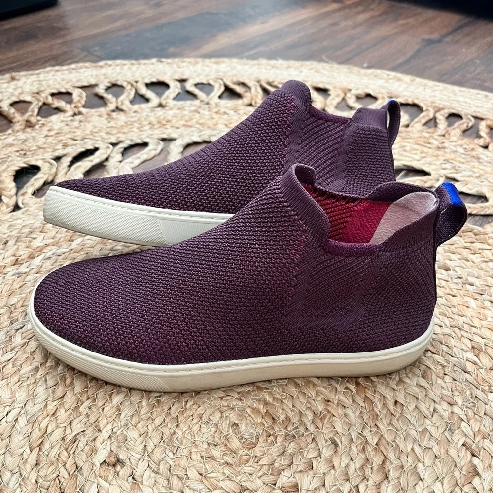 ROTHY’S The Chelsea Berry Lattice Knit High Top Sneaker Ankle Boots Shoes Sz 8.5